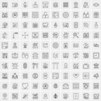 Pack of 100 Universal Line Icons for Mobile and Web vector