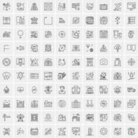 paquete de 100 iconos de líneas universales para móviles y web vector