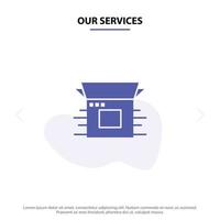 Our Services Product Release Business Modern Product Release Solid Glyph Icon Web card Template vector