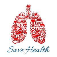 Lungs symbol of vector heart and blood medicines