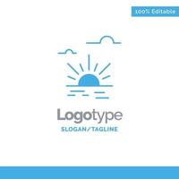 Sun Brightness Light Spring Blue Solid Logo Template Place for Tagline vector