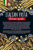 cartel premium de boceto de vector de pasta italiana