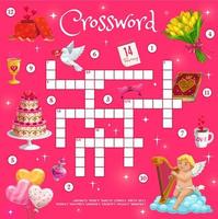 Wedding, valentine cupids crossword worksheet game vector