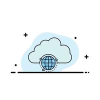 network city globe hub infrastructure Flat Color Icon Vector