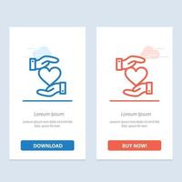 Heart Give Hand Favorite Love  Blue and Red Download and Buy Now web Widget Card Template vector