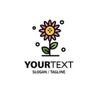 Sunflower Floral Nature Spring Business Logo Template Flat Color vector