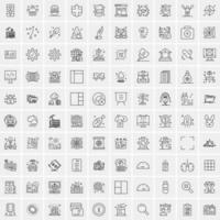 paquete de 100 iconos de líneas universales para móviles y web vector