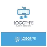 Keyboard Interface Type Typing Blue Logo Line Style vector