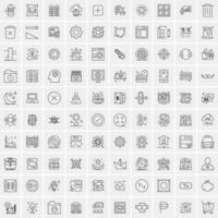 Pack of 100 Universal Line Icons for Mobile and Web vector