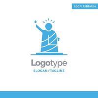 Landmarks Liberty Of Statue Usa Blue Solid Logo Template Place for Tagline vector