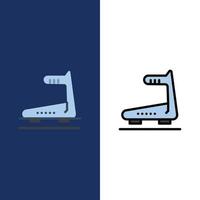 Machine Running Track Treadmill  Icons Flat and Line Filled Icon Set Vector Blue Background