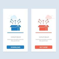 Release Box Launch Open Box Product  Blue and Red Download and Buy Now web Widget Card Template vector