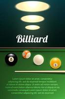 Billiards sport 3d banner with table, ball and cue vector