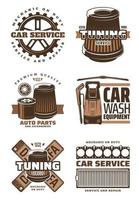 Car service, repair shop retro icon with auto part vector