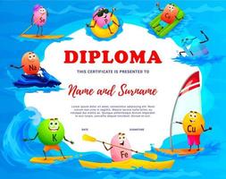 Kids diploma cartoon micronutrient and minerals vector