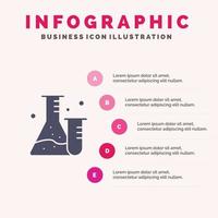 Flask Tube Lab Science Solid Icon Infographics 5 Steps Presentation Background vector