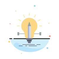 bulb creative solution light pencil Flat Color Icon Vector