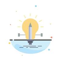 bulb creative solution light pencil Flat Color Icon Vector