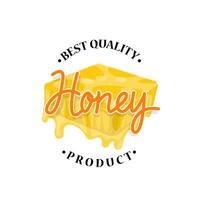 Honey flowing from honeycomb label design vector