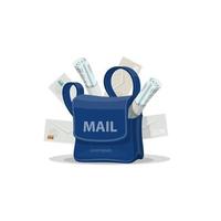 Mail bag of postman with letter envelope icon vector