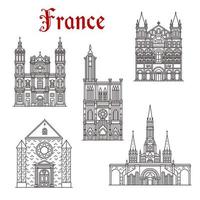 French travel landmark icon of religious building vector