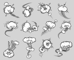 Comic speed motion bubbles, fly or jump air trails vector