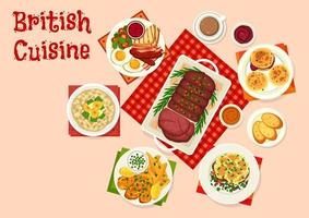 British cuisine icon of traditional breakfast food vector