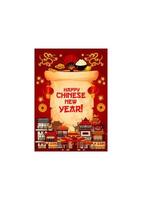 Chinese New Year vector scroll greeting card