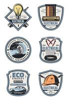 lectrical service retro icon of electricity supply vector