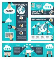 tecnologías de nube de infografía vectorial vector