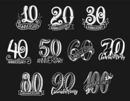 números de letras vectoriales para el año del aniversario vector