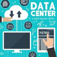 cartel de intercambio de datos digitales de noticias de internet de vector