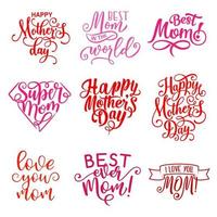 Vector Mother Day holiday greeting text icons