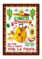 cartel de vector mexicano para vacaciones de cinco de mayo