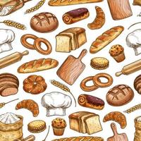 Bread and pastry food seamless pattern background vector