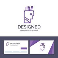 Creative Business Card and Logo template Education Pen Head School Vector Illustration