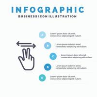 Gestures Hand Mobile Touch Line icon with 5 steps presentation infographics Background vector