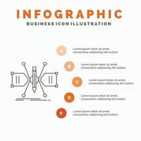 Architect. constructing. grid. sketch. structure Infographics Template for Website and Presentation. Line Gray icon with Orange infographic style vector illustration