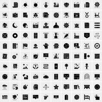 Set of 100 Universal Solid Icons vector