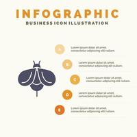 Bee Fly Honey Bug Solid Icon Infographics 5 Steps Presentation Background vector