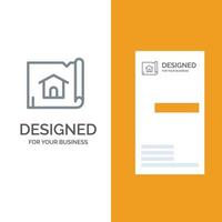 Building Construction Map House Grey Logo Design and Business Card Template vector