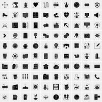 Set of 100 Universal Solid Icons vector