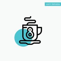 Coffee Tea Hot turquoise highlight circle point Vector icon