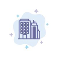 Building Office Tower Head office Blue Icon on Abstract Cloud Background vector