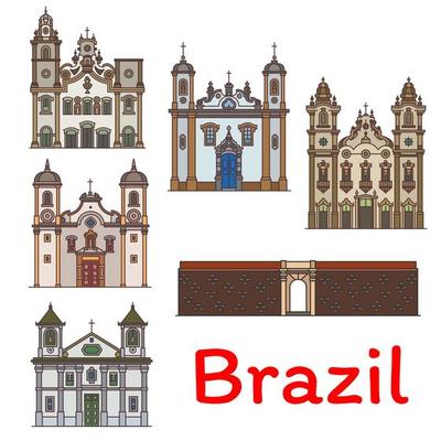 Brazilian travel landmark icon for tourism design