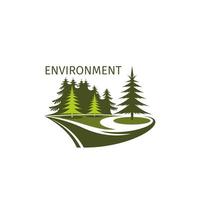 Green trees forest vector environment icon