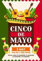 banner de fiesta de fiesta de vacaciones de cinco de mayo mexicano vector