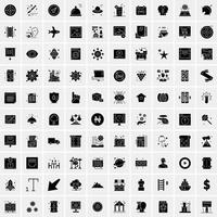 Set of 100 Universal Solid Icons vector