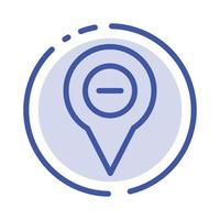 Location Map Navigation Pin minus Blue Dotted Line Line Icon vector