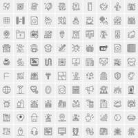 paquete de 100 iconos de líneas universales para móviles y web vector